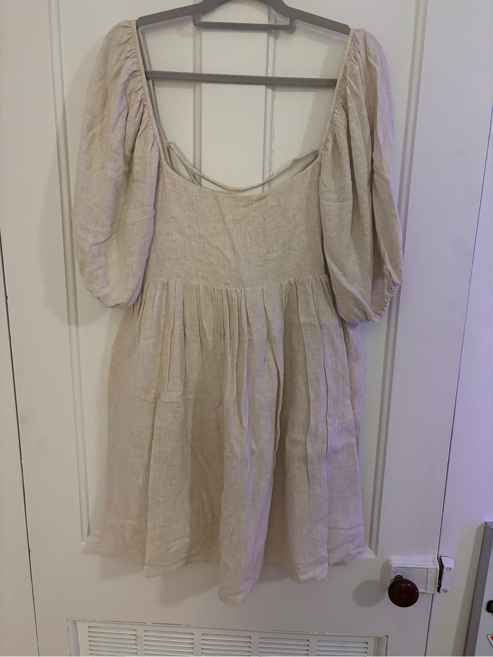 By Together Cream Puff Sleeve Mini Dress in Natural Cream